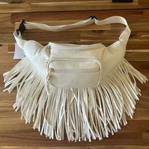 NWT Solene White Fringe Fanny Pack Bridal Bride Bachlorette